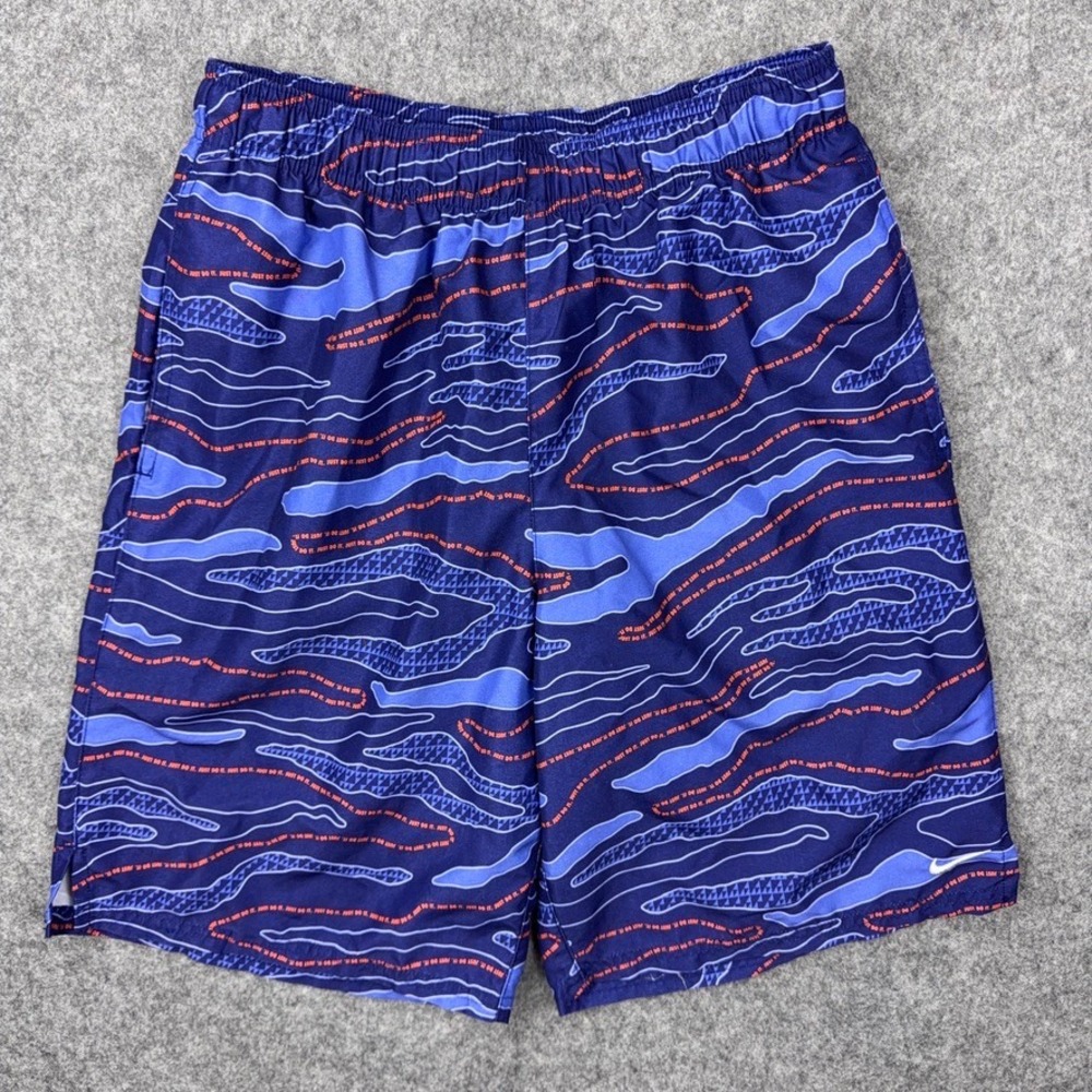 Nike Swim Shorts Mens Small Purple Camo Print Mesh Lined Bathing Suit Pockets